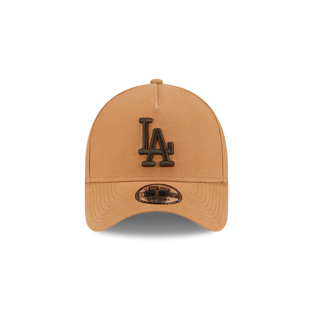 LA Dodgers Hat - Washed Canvas Bronze 9Forty A-Frame MLB Snapback Cap - New Era